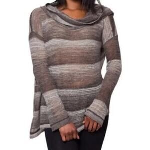 prAna | Small | Alpaca Wool Blend Semi-Sheer Lightweight Striped Cowl Sweater